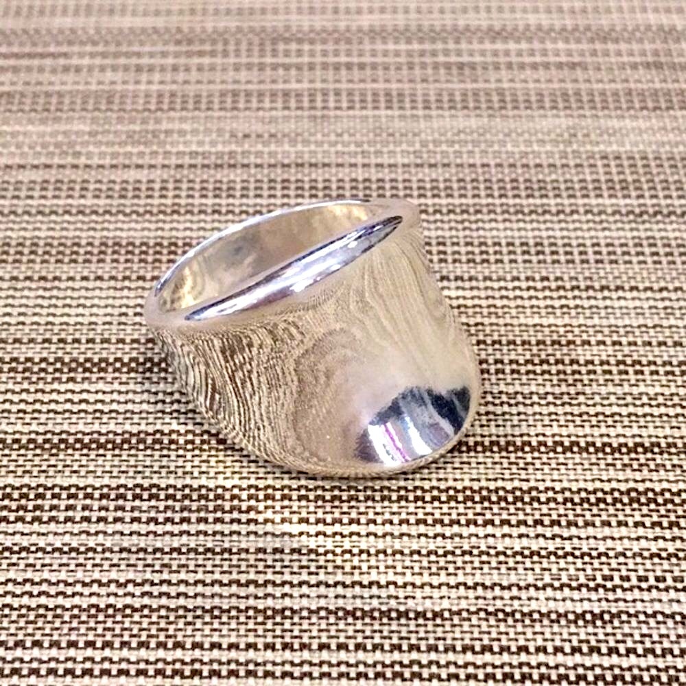Concave Modern Cigar Band Sterling Silver 925 sz8
